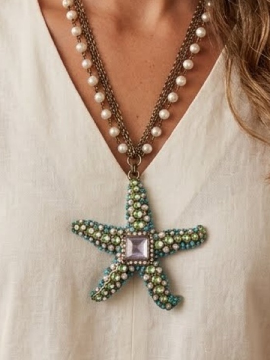 Chico's Jewelry - Chico’s Multi-Strand Starfish Pearl Rhinestone Necklace